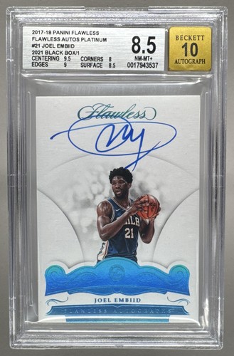 Joel Embiid 2021 Panini Black Box 2017 Flawless Platinum Auto 1/1 BGS 8.5/10