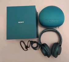Sony MDR-100ABN Wireless Noise Canceling Headphones w/Case Rare Aqua Blue