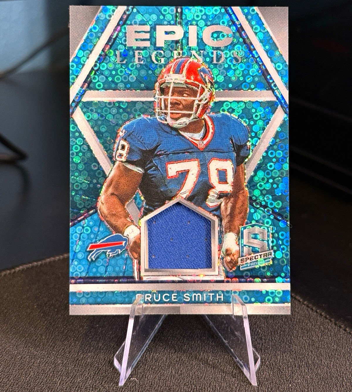 Panini 2024 Spectra Bruce Smith Bills Epic Legends Materials Neon Blue /60