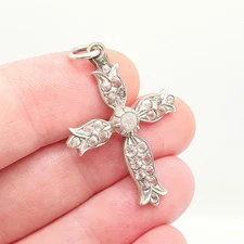 Antique Solid Silver Paste Crucifix Pendant Cross Necklace Jewelry Georgian