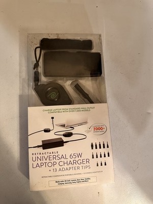 ReTrak 65W Universal AC Laptop Charger, 13 Adapter Tips, Retractable (Z7)