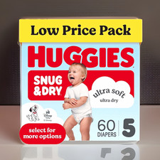 Huggies Snug  Dry Size 5 Disposable Diapers 60 Count 27 lb Unisex White