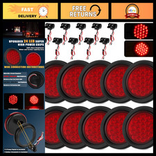 10pcs 4 Round Led Trailer Tail Lights - Waterproof Red 24 Led Brake Lights Flu 10pcs 4 Round Led Trailer Tail Lights - Waterproof Red 24 Led Brake Lights Flu