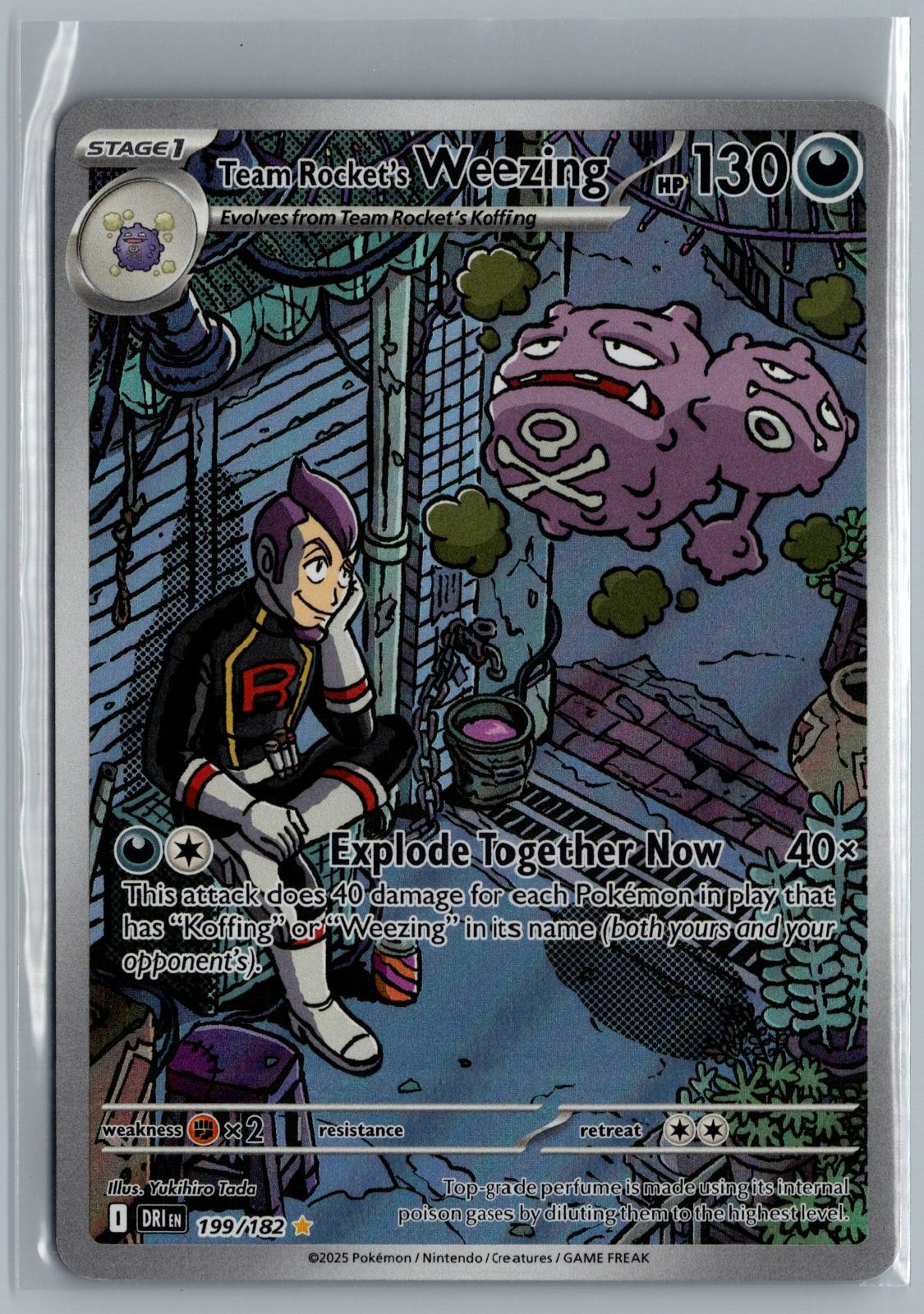 Team Rocket's Weezing 199/182 Illustration Rare Destined Rivals Pokemon Holo NM
