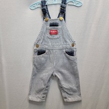Vtg 70s 80s Union Made USA OshKosh B gosh Hickory Stripe Overalls Sz 18mo Redtag