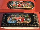 Palekh Porcelain Elliptical Box + Lid USSR 1990 CCCP Kovalev Scarlet Flowerpot — photo 2