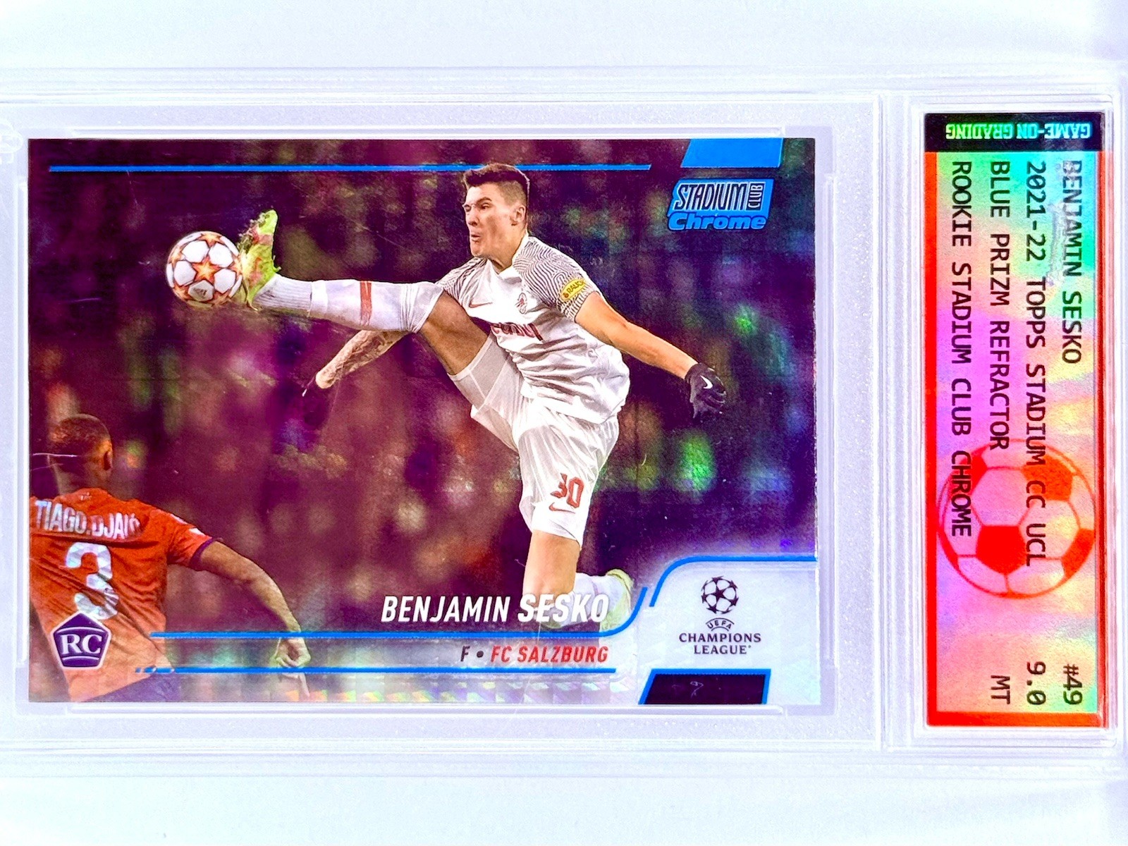 2021 Topps Chrome Stadium Club Blue Refractor Prizm #49 Benjamin Sesko RC SP