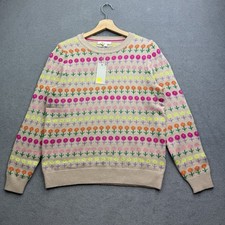 BODEN Jumper Medium Fairisle Floral Boho Yoke Knit Christmas Festive Edie Daisy