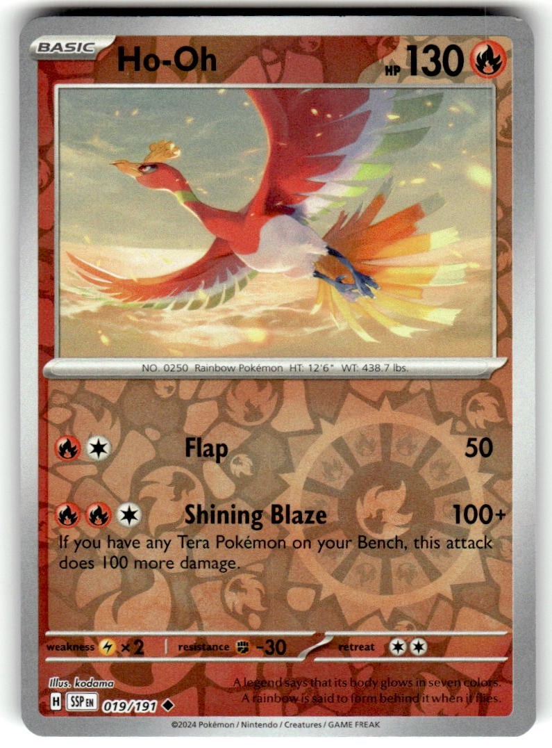 Reverse Holo Ho-Oh 019/191 Uncommon SV08: Surging Sparks NM
