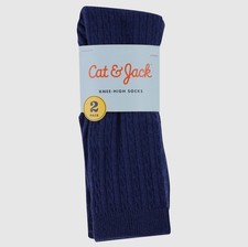 Girls 2pack Knee High Socks Cat Jack Night Fall Blue Size Small 5.5-8.5 NWT
