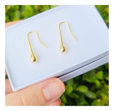 9ct Yellow Gold Teardrop threader dangly earrings 2.5cm