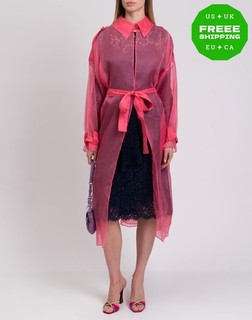 Topcoat in organza di seta Dolce & Gabbana prezzo consigliato 1977 IT44 US8 UK12 L rosa con cintura