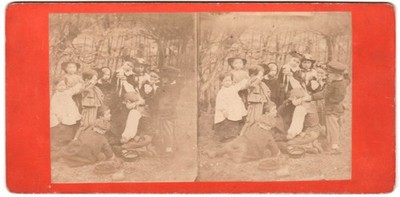 Group of Children Bickering Genre Scene Stereo Photo circa 1865