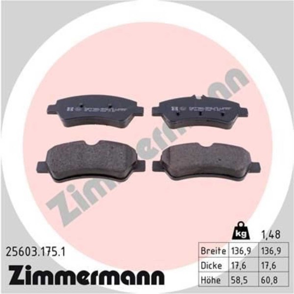 Zimmermann BremsbeläGe Hinten FüR Ford Tourneo Custom Bus Transit-image