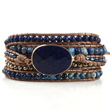 Wrap Bracelet Mixed Stone Beaded Charm Handmade Boho Rope Chain Women Jewelry