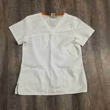 Scrubstar Women's White V-Neck Medical Scrub Top Pockets Size S/CH