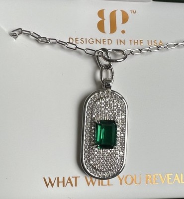 Bomb Party May 2026 rhodium emerald necklace My sights are set on you NK79139