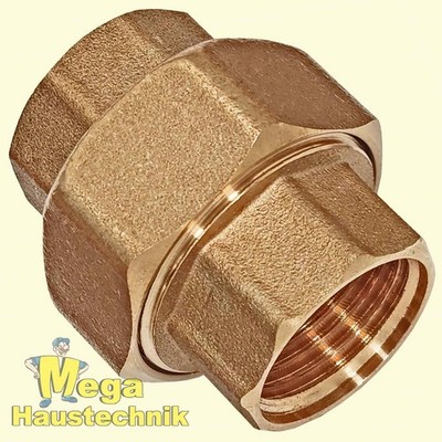 Verschraubung Flach Dichtend aus Messing Innengewinde 2x IG Gewinde-Fitting