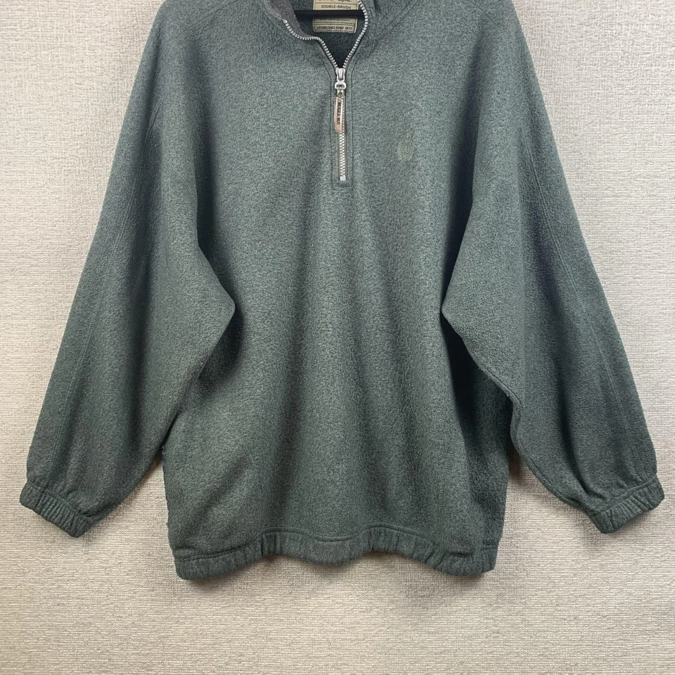 Bugle Boy Sweater Mens 2XL Green Quarter Zip Snow Fleece Pullover Double Brush - Image 3 of 4