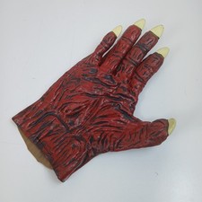 Monster Scary Zombie Costume Right Hand, Red With Yellow Claws, Glove