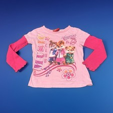 Y2K Alvin  Chipmunks -CHIPPETTES Kids Girls Layerd Long Sleeve Shirt Pink 7/8