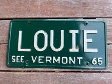 1965 Vermont vanity license plate LOUIE