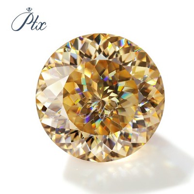 Round Hundred Faceted Cut Champagne VVS1 Loose Moissanite GRA Certificated Gems