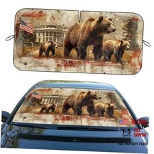 Car Windshield Sunshades Wildlife Animals White House 59"L x 31.5"W Brown Bears