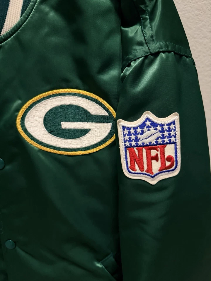 Винтажный 90-х Green Bay Packers Pro линия стартер атласная куртка зеленый мужчин L США - Изображение 2 из 4