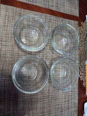 Anchor Hocking Set/4 Clear Glass Prep Bowls Custard or Ramekin 6 oz Very Good