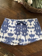 Vineyard Vines Women Blue White Ikat Print Shorts Size 12 Drawstring Button Fly