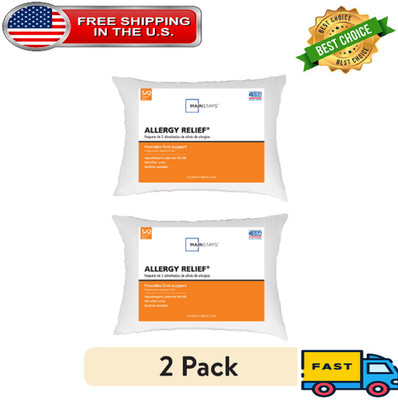 Mainstays Allergy Relief Bed Pillows, Standard/Queen - Firm Support, (2 Count)
