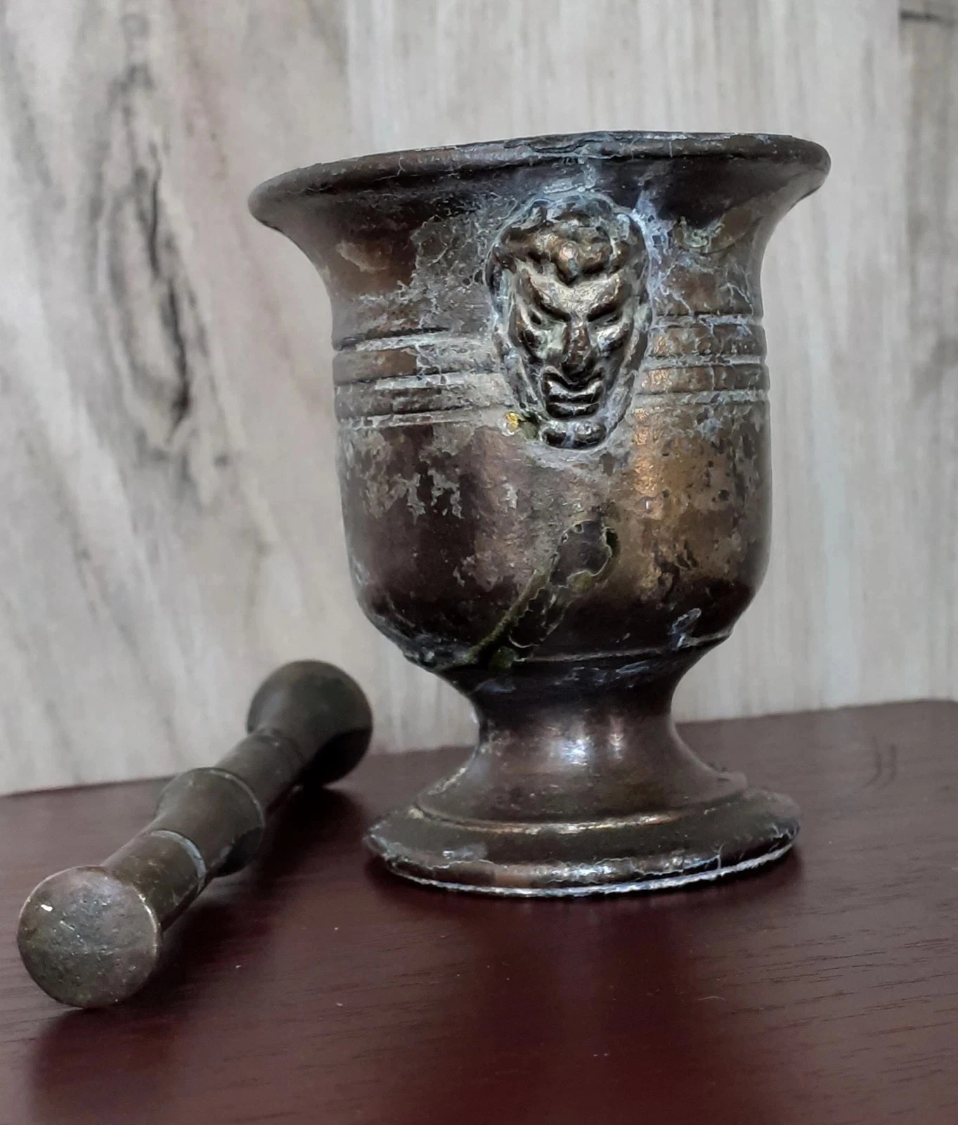 Antique Bronze Italian Pestle & Mortar Apothecary Medicine 1800's