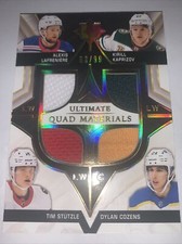 2020-21 UD Ultimate NHL  Kaprizov Lafrenier Stutzle Cozens Quad Materials Jersey