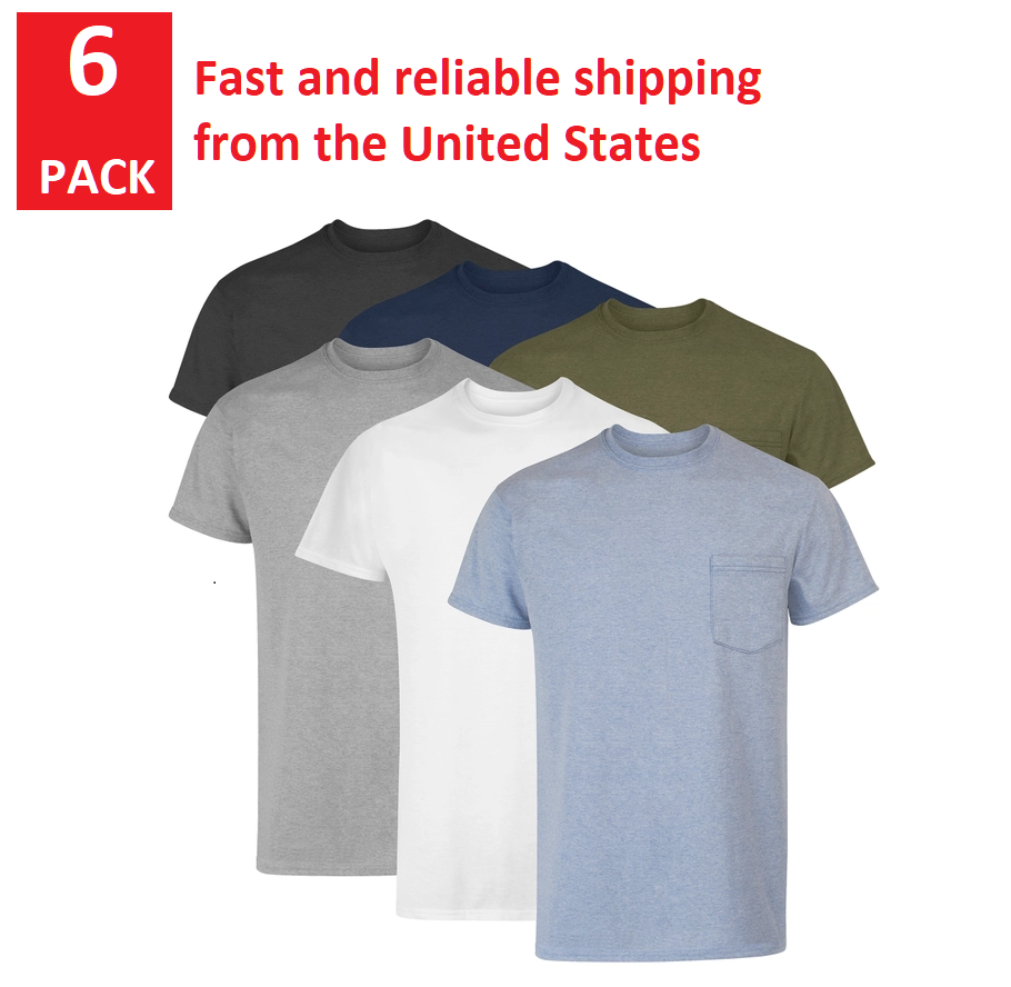 Size S 6 Pack Cotton Pocket T Shirts Hanes Men's Moisture