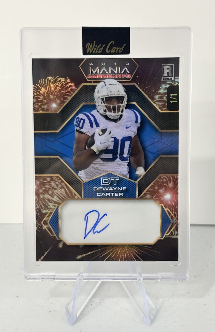 Dewayne Carter 2024 Wild Card Auto Mania American FB Fireworks 1/1 AMAH-DC
