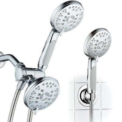 AquaSpa High Pressure 3-way Combo Dual Rain & Handheld Shower Head, Wall Bracket