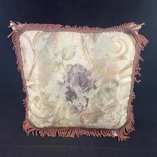 Croscill Chambord Cassis Fringe Throw Pillow 15" Amethyst Damask Decorative USA