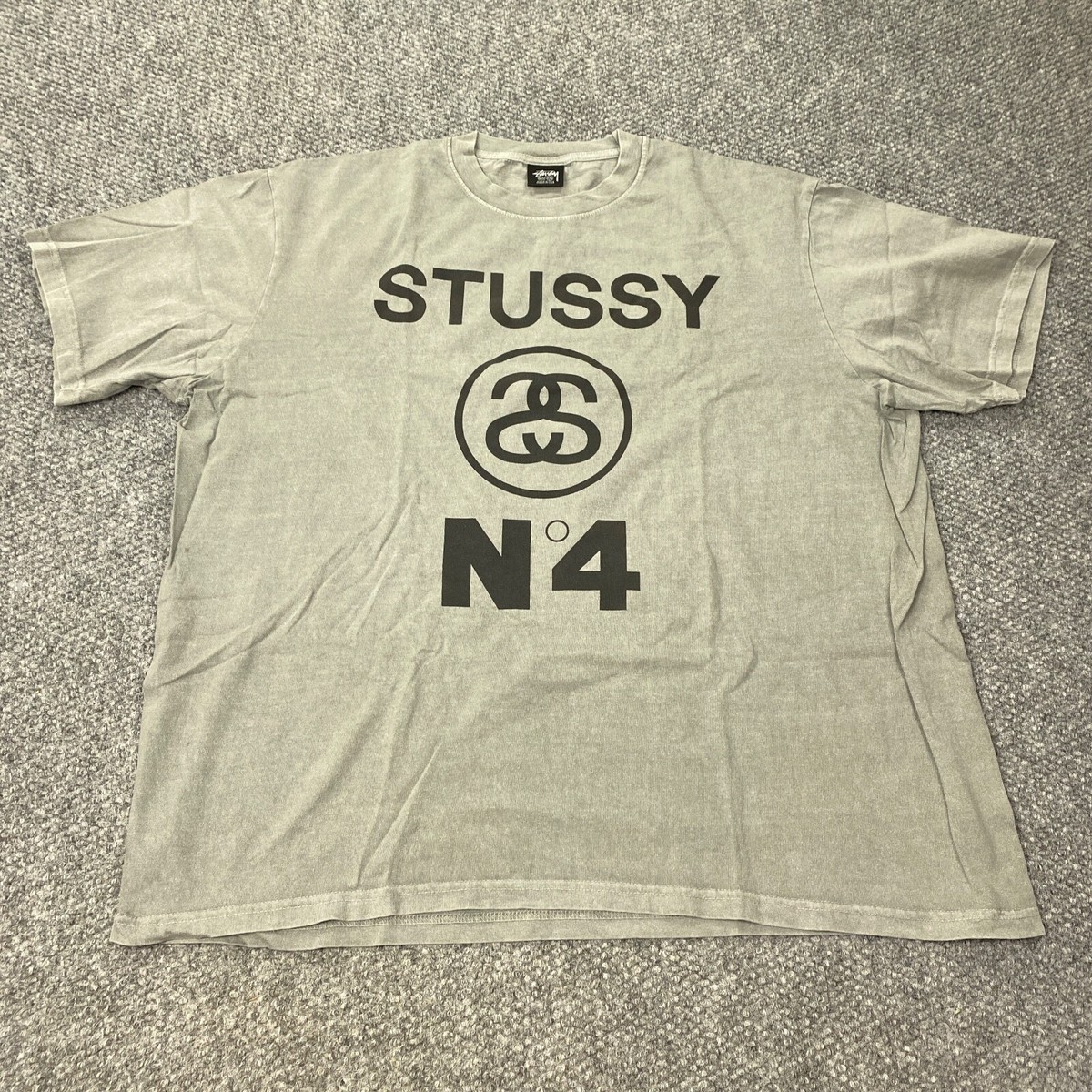 Stussy N4 Spell Out Tee Mens XXL Gray No. 4 S-Link Logo USA Stussy N4 Spell Out Tee Mens XXL Gray No. 4 S-Link Logo USA