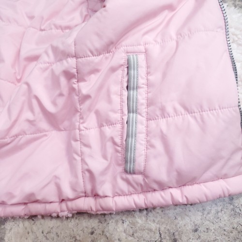 Gerry Puffer Jacket Girls 4T Pink Gray Reversible Weight Full Zip Stars Faux - Picture 16 of 21