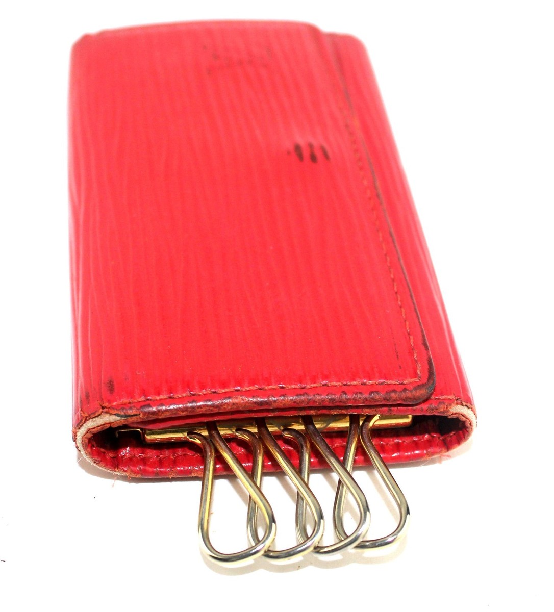Auth Louis Vuitton Red Epi leather 4 Hooks Key Case Key Auth Louis Vuitton Red Epi leather 4 Hooks Key Case Key