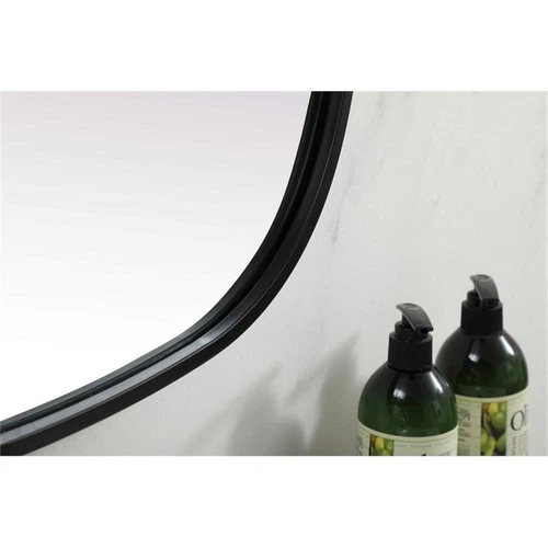 Elegant Decor Brynn 24x40" Oval Modern MDF Wood/Iron Mirror in Black - Picture 7 of 11