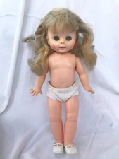 Vintage horsman Doll Rooted Blonde Hair Eyelashes Sleepy Blue Eye 15"