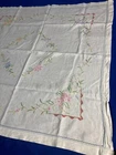 Vintage Retro Square Tablecloth 116x116cm Cotton White Embroidery Roses Shabby