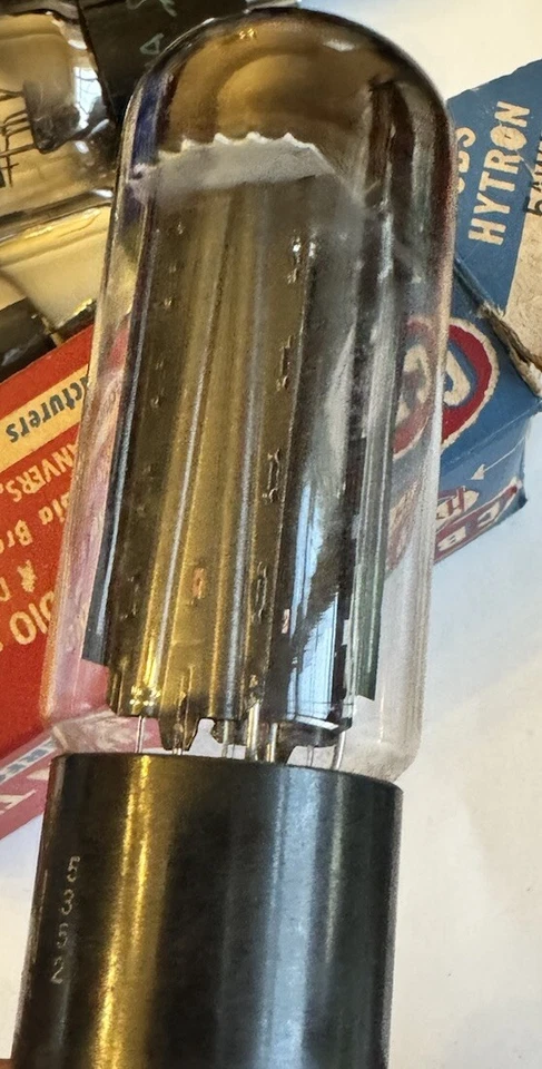 CBS HYTRON 5AW4 TUBO RECTIFICADOR ONDA COMPLETA CROMO PESADO NEGRO PLACAS ACANALADAS NUEVO EN CAJA Foto 3 de 3