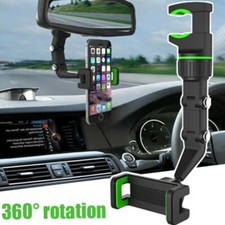 360 Car Rearview Mirror Rotation Adjustable Phone Holder Mount Multifunction US