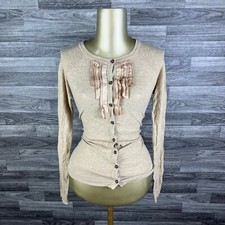 EDDIE BAUER Button Down Long Sleeve Beige Cardigan Knit Sweater Women's Size S