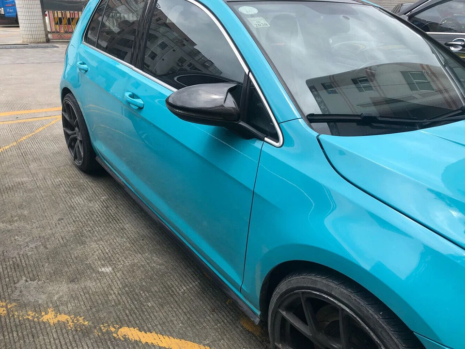 Para VW Golf 7 7.5 MK7 7.5 GTI R 14-19 2 PIEZAS Carbono Espejo Lateral Cubierta Tapicería Reemplazo Foto 3 de 4