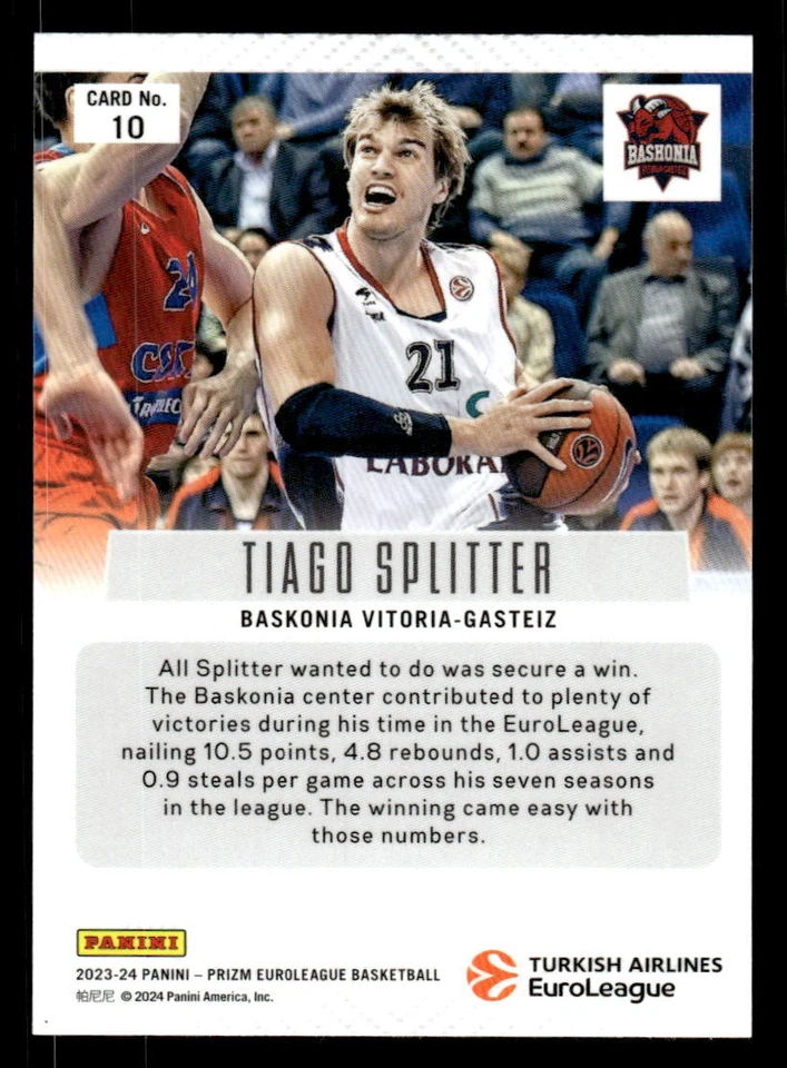 Tiago Splitter 2023 Panini Prizm EuroLeague Flashback #10 - Image 2 of 2