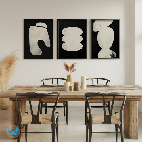 Minimalist Black and White Abstract Wall Art Set of 3 Posters Home Decor - Picture 5 of 16